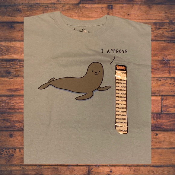 Threadless Funny Seal Of Approval Shirt Blue Spencer’s Warped Tour Scene Emo - Picture 2 of 5